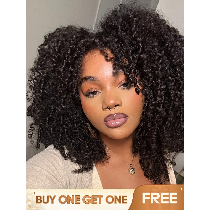 CurlyMe Pre-bleached Thick Curls 250% Density Afro Kinky Curly Wear Go Glueless Wig Pre-plucked 250% 20
