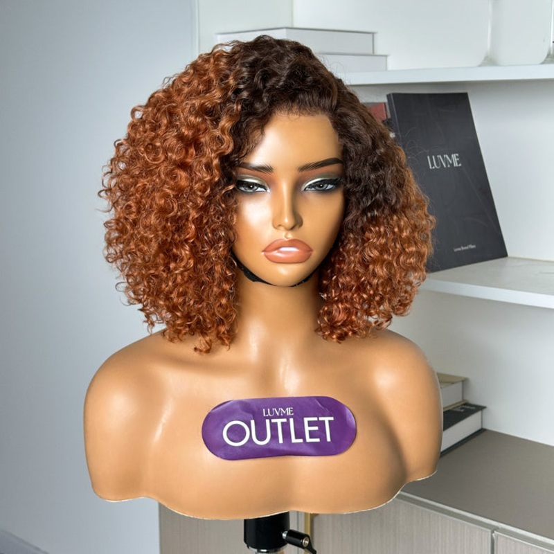 VIP ONLY | Ombre Brown Curly Minimalist HD Lace Glueless Side Part Wig 100% Human Hair 10