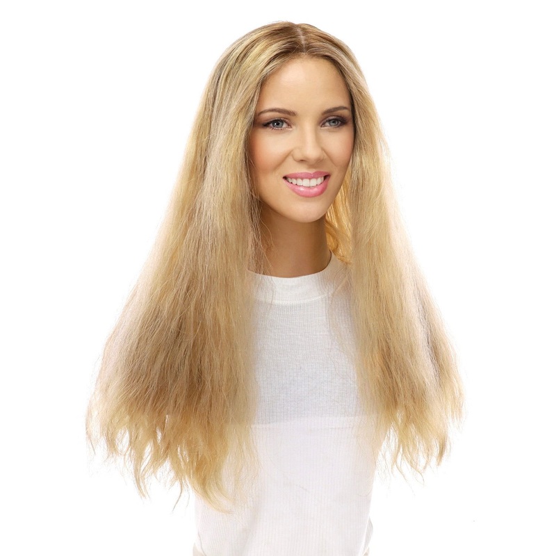 22″ Princess Silk Top Wig Golden Blonde Wavy Zig Zag Lace Front