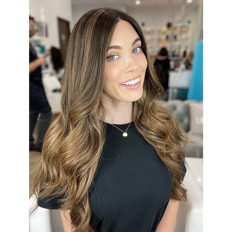 26″ Ponytail Silk Top Wig Dark Brown Ombre w/ Partial Highlight