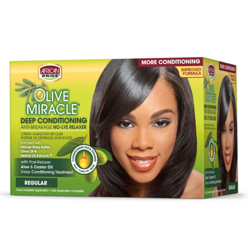 African Pride Olive Miracle Deep Conditioning No-Lye Relaxer Creme – REGULA / SUPER REGULAR – 40001