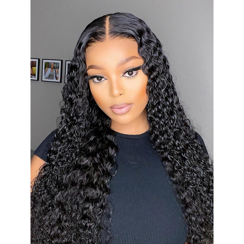 CurlyMe 6×4 HD Lace Deep Wave Glueless Wig Wear Go Pre Cut Lace Closure Wig Bleached HD Lace 8(bob)