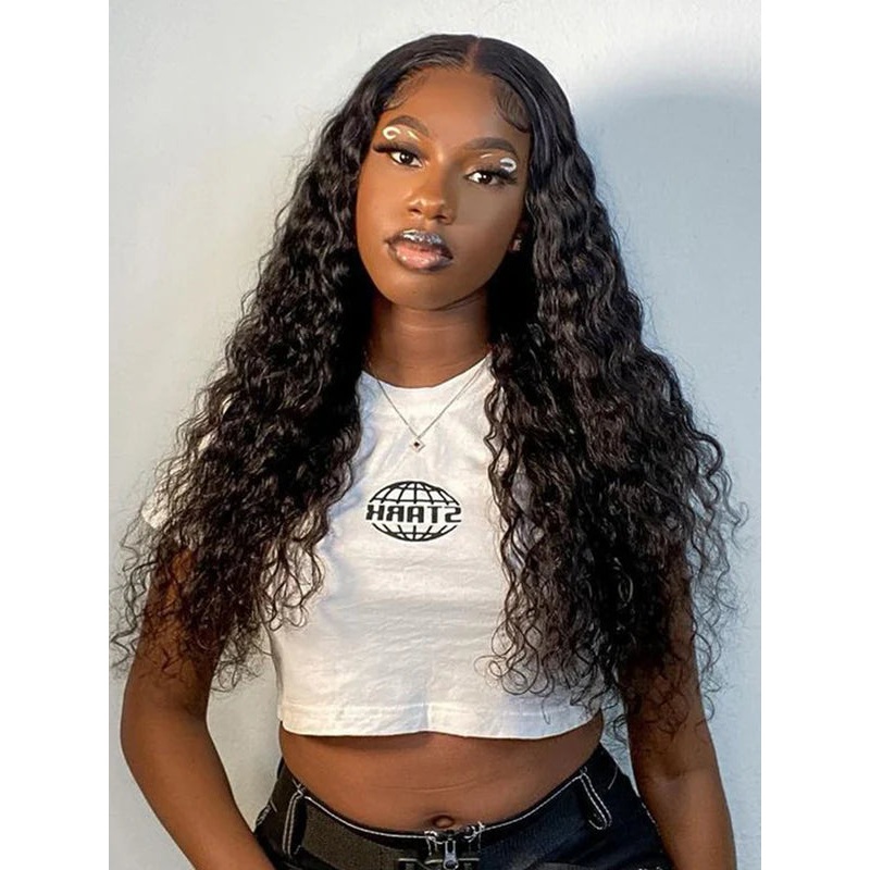 CurlyMe Natural Wave Hair Gorgeous 4×4 Lace Closure Wig Pre Plucked Natural Color Curly Hair 180% Transparent Lace 8