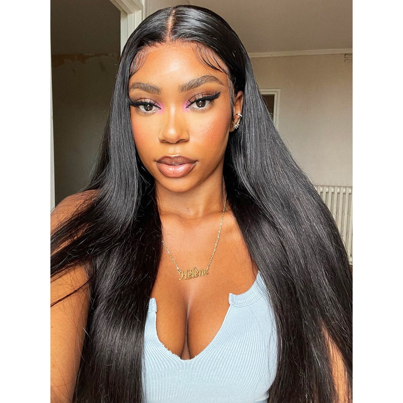 CurlyMe Wear Go Glueless Tiny Knots Pre Bleached Human Hair Wig Very Convenient Beginner Friendly Straight 12(bob)