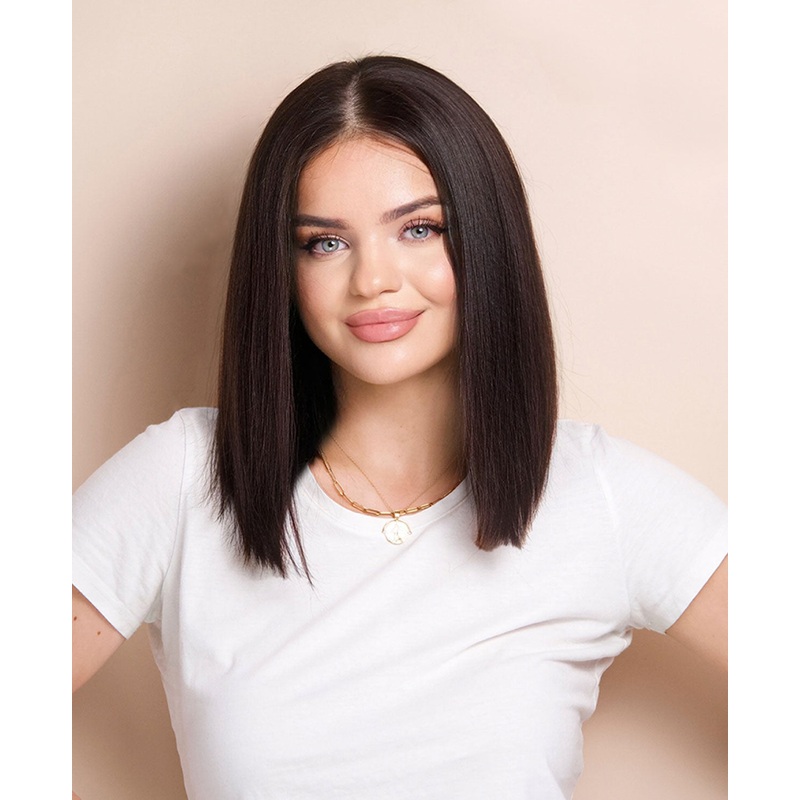 long bob human wig  – 12″ natural black.