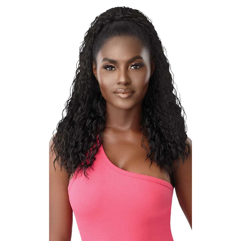 Outre Pretty Quick Wet & Wavy Ponytail – Deep Twist 22″ 1 JET BLACK