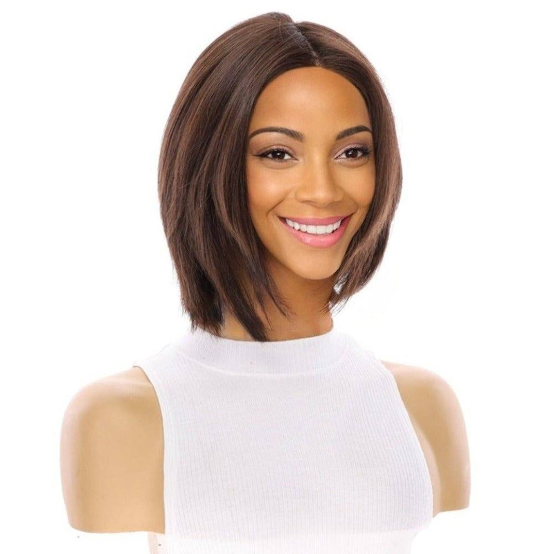12″ Luxe Pixie Silk Top Wig #5 Warm Dark Brown Zig Zag Lace Front