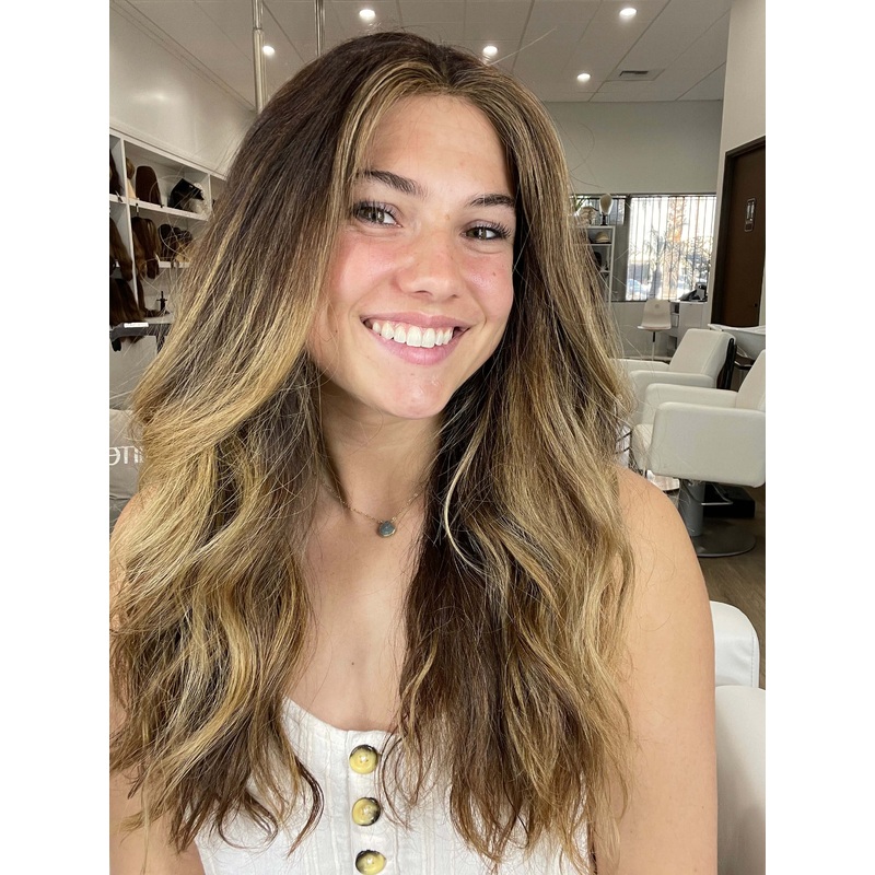 24″ Divine Luxe Lace Top Wig #1B Black Wavy w/ Double Balayage Color Service