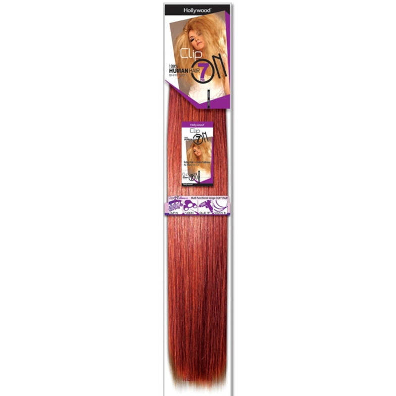 Hollywood Clip On-7 100% Human Hair Extension – STRAIGHT 7 Pcs (14/18/20″) 14 1B