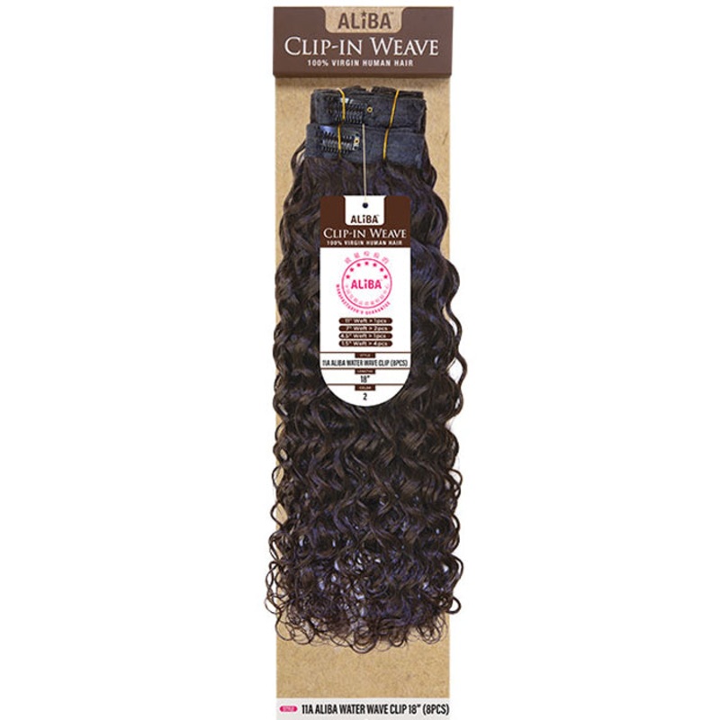 Janet Collection 100% Human Hair 11A Aliba Water Wave 8pcs Clip-In Weave 18 1