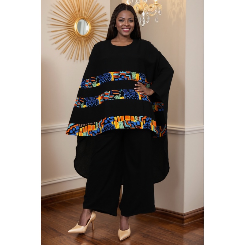 Women’s Gorgeous Solid & Print 2pc Pant Set Free Size Print-643