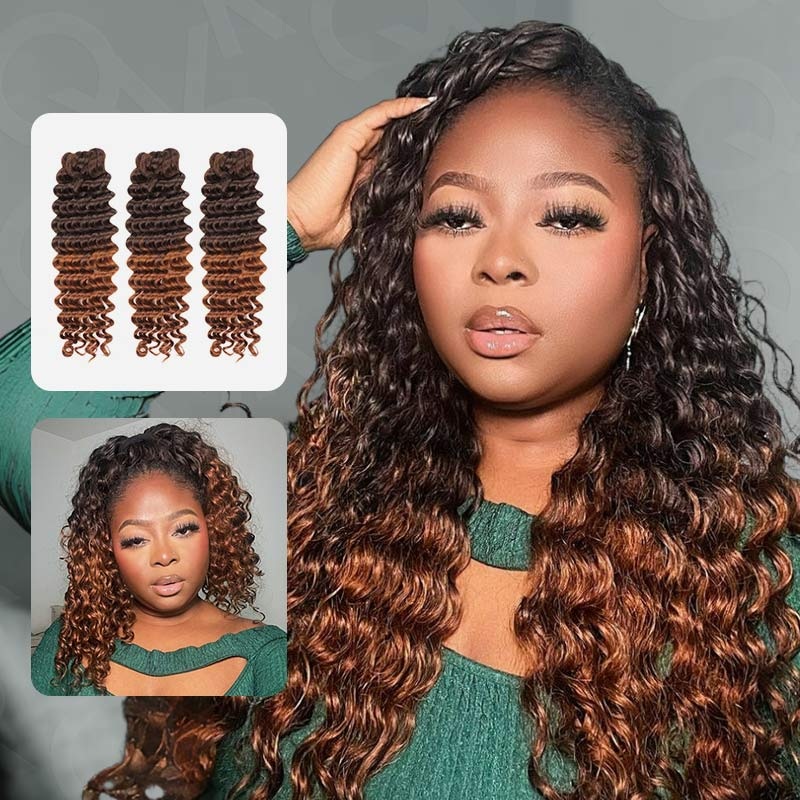 CLEARANCE SALE| #T2/30 Color Deep Wave Feather Crochet Braid Human Hair Deep Wave 26″ 26″ 28″