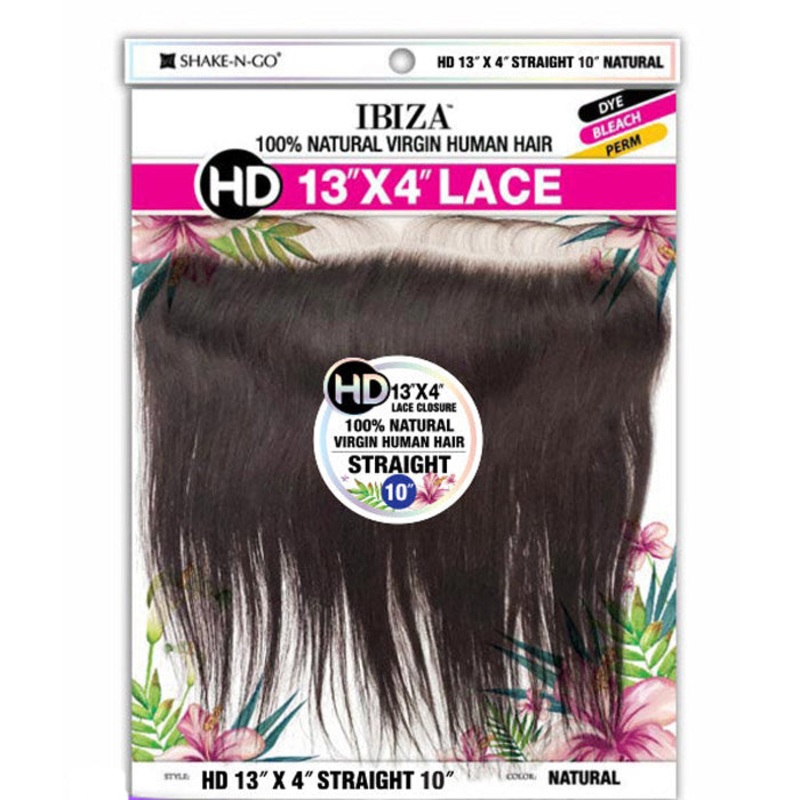 Freetress Ibiza 100% Natural Virgin Human Hair Lace Closure – HD 13X4 STRAIGHT 10″ NATURAL