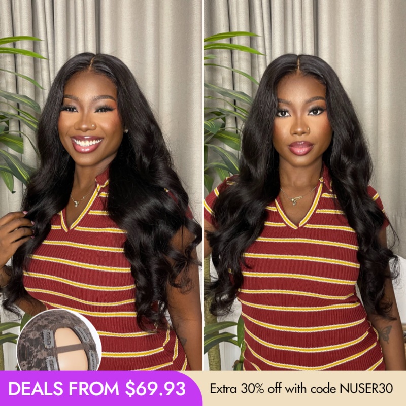 New Customers Only | Body Wave / Straight / Kinky / Deep Wave Human Hair U Part Wig Body Wave 10