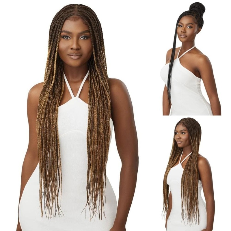 Outre 100% Fully Hand-Tied Whole Lace Wig – Knotless Box Braid 36″ 1 JET BLACK