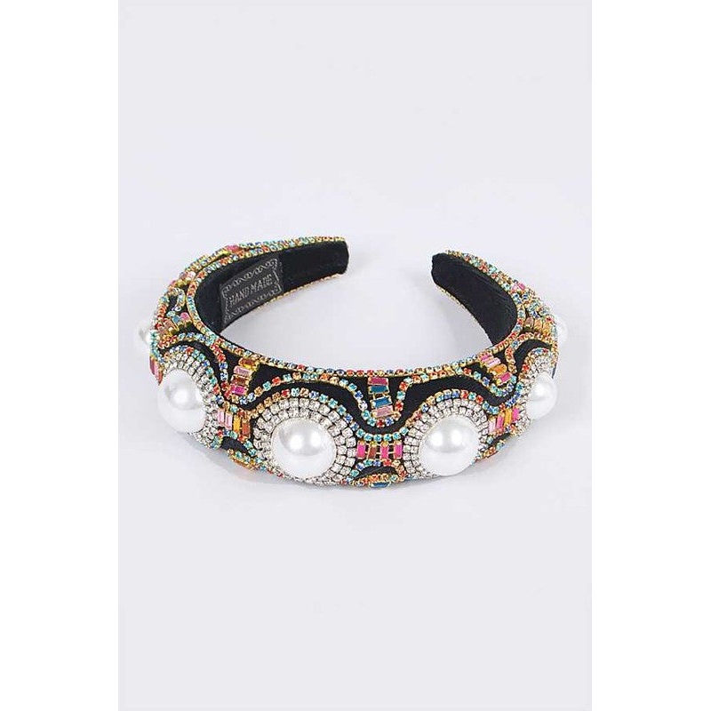 Pearl Accent Iconic Full Stone Headband Multi O/S