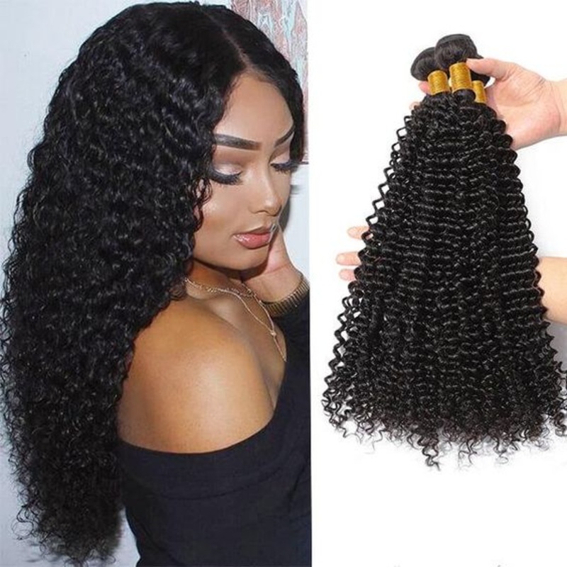QVR Mongolian Human Hair Bundles Virgin Kinky Curly Jerry Curl Hair 3 Bundles Natural Color 10”10”10” 10A Human Virgin Hair