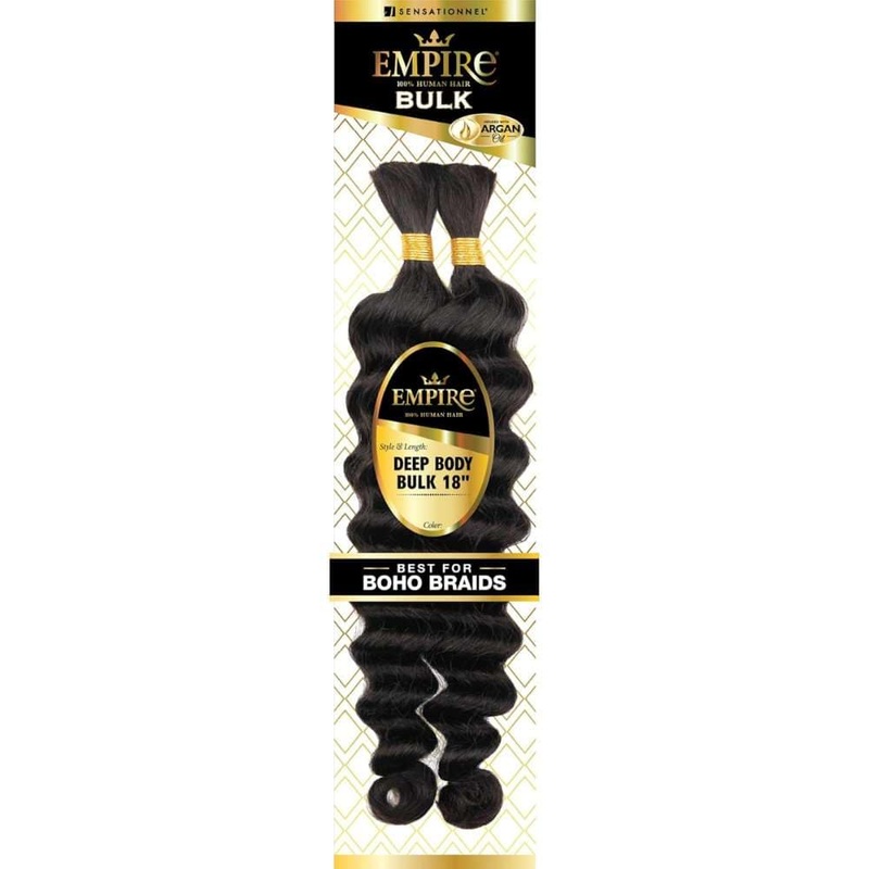Sensationnel Empire 100% Human Hair For Braiding – Deep Body Bulk 18″ 1 JET BLACK