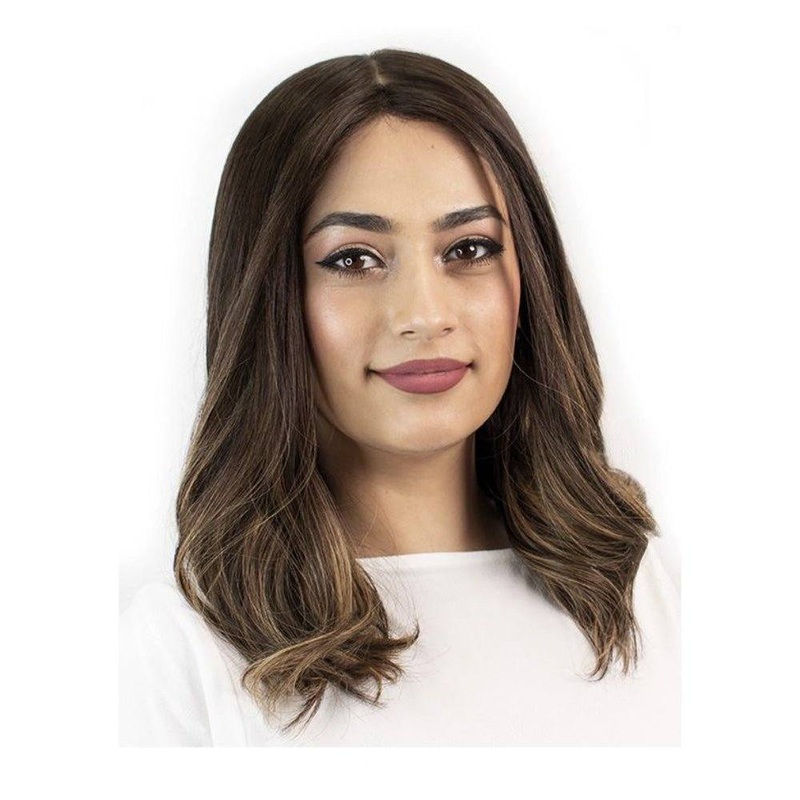 18″ Princess Silk Top Wig Dark Brown Balayage Zig Zag Lace Front