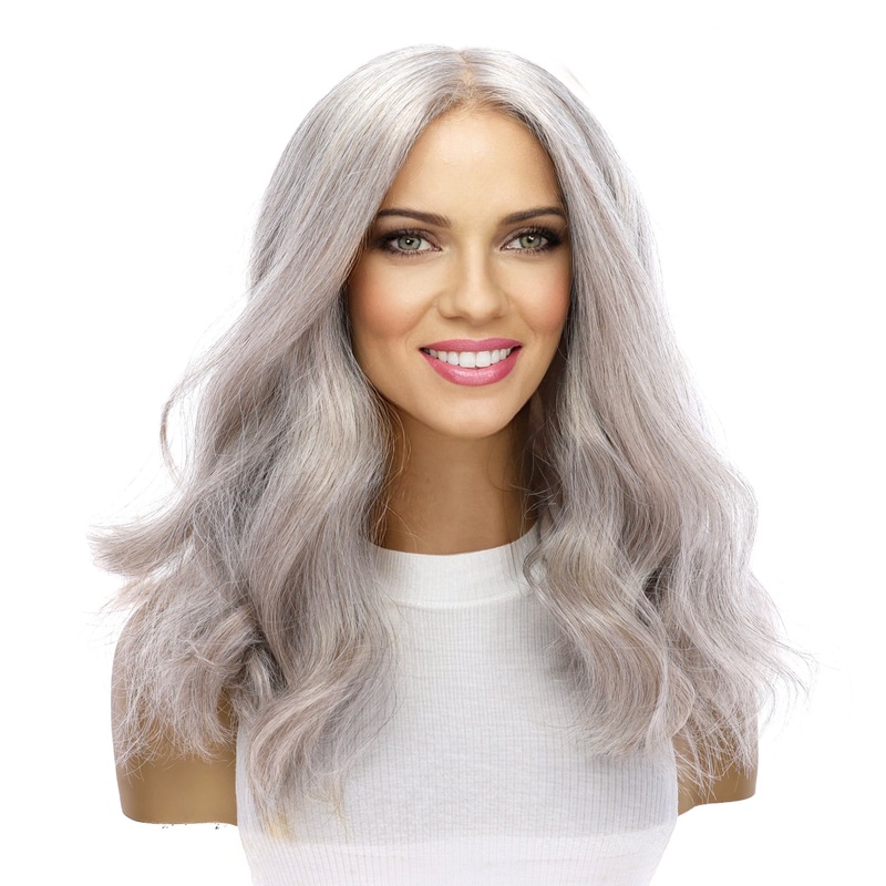 19″ Nicole Silk Top Wig Snow Grey Zig Zag Lace Front