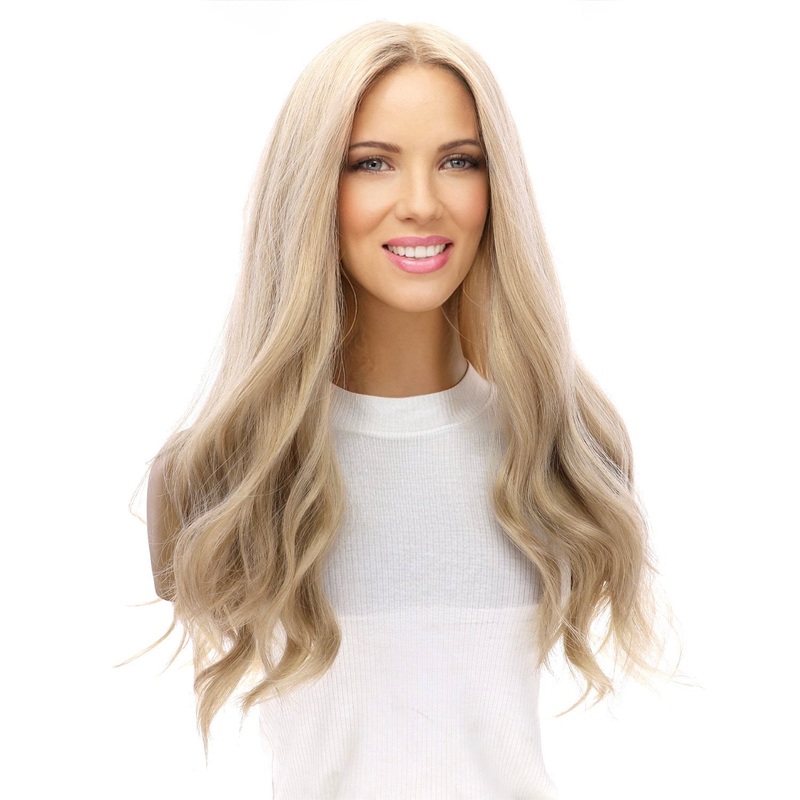 24″ Gisele Silk Top Wig Beige Blonde w/ No Rooting Zig Zag Lace Front