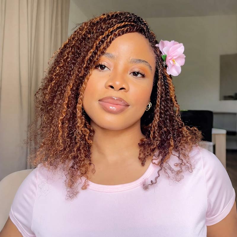 QVR #4+#30 Two Colors Afro Kinky Bulk Human Hair For Braiding DreadLock #Dark Brown+#Auburn Brown 2 Packs* Color1 + 1 Pack* Color 2 10”