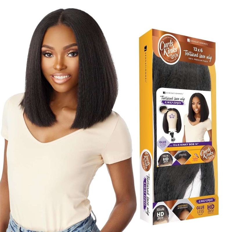 Sensationnel Kinky Edges 13×6 HD Lace Wig – Kinky Bob 14″ 1 JET BLACK