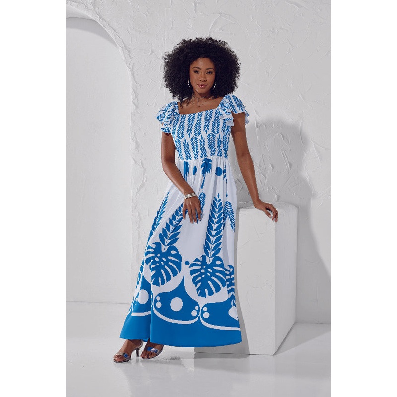 Beauty of Maxi Dress by Studio EY WHITE/BLUE 1X