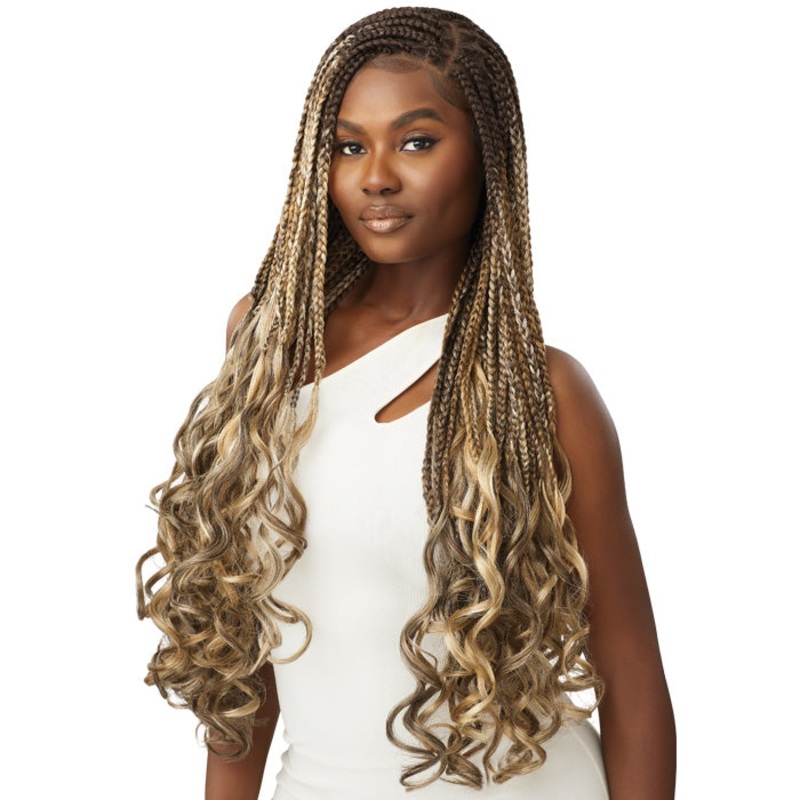 Outre Glueless Hand-Tied Pre-Braided 13X4 HD Lace Front Wig – FRENCH CURL BOX BRAID 32″ 1