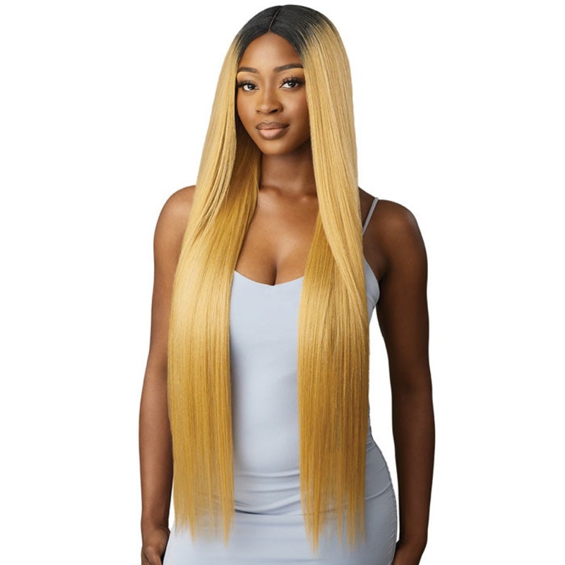 Outre Purple Pack Brazilian Boutique Human Hair Blend Weave – VIRGIN SLEEK PRESSED 4PCS (26/28/30 inch + 4 inch lace closure) DR27