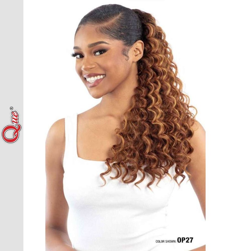 Shake-N-Go Que Human Hair MasterMix Drawstring Ponytail – Q-Deep Curl 20″ 1 JET BLACK