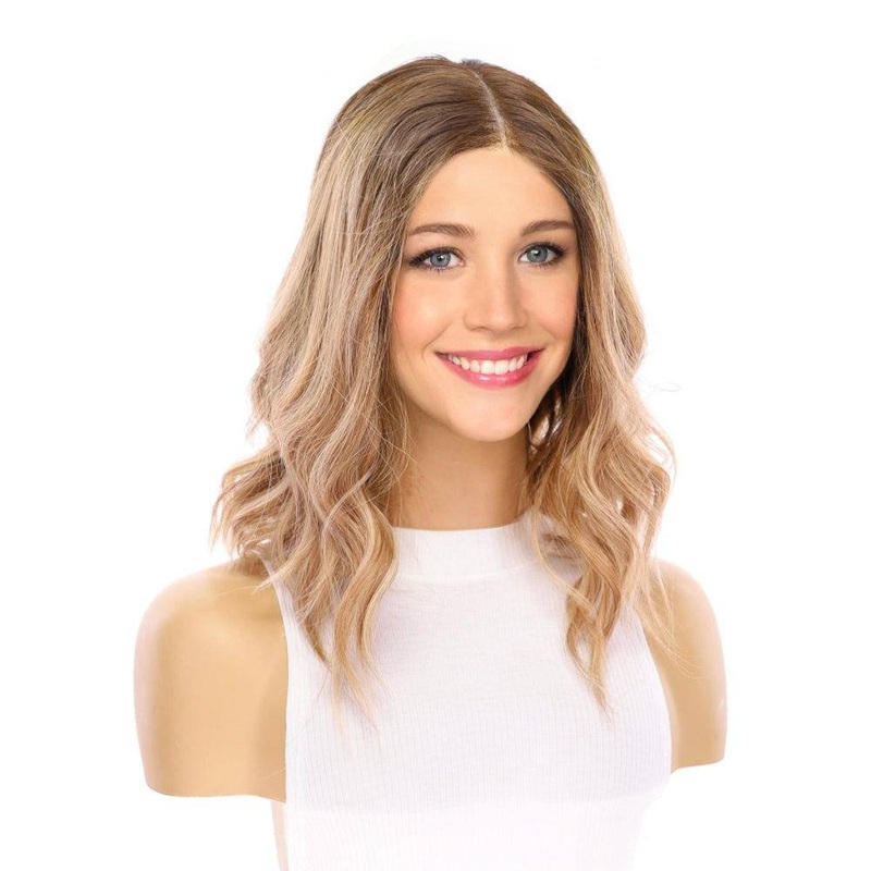 16″ Divine Lace Top Wig Medium Blonde w/ Highlights Zig Zag Lace Front