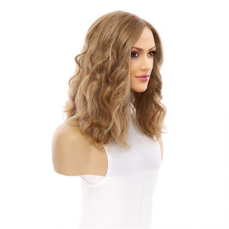 16″ Divine Luxe Lace Top Wig #14 Warm Dark Blonde Wavy Zig Zag Lace Front