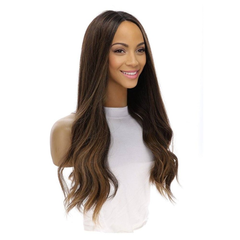 24″ Divine Lace Top Topper Dark Brown Balayage Zig Zag Lace Front