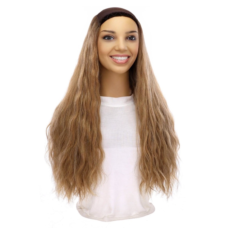 24″ HatFall Wig Medium Blonde Wavy Open Wefted