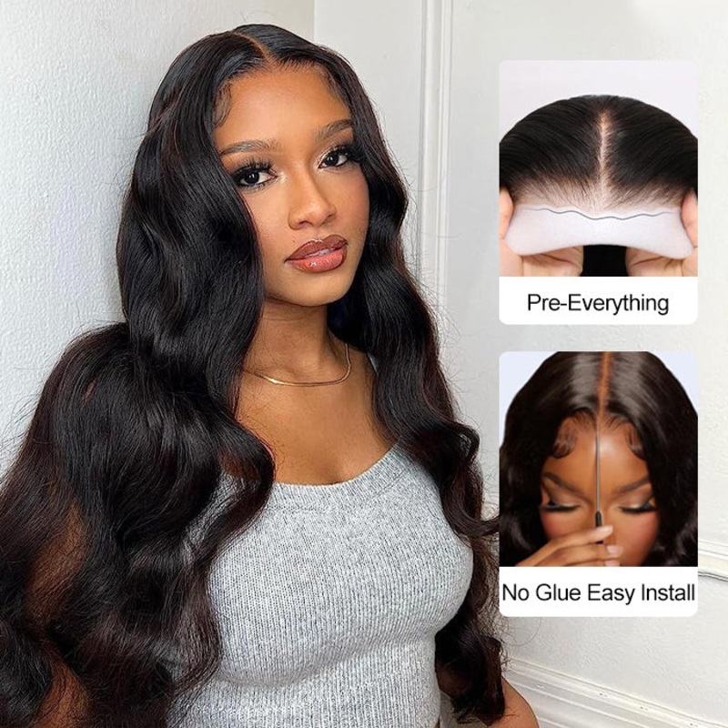 Body Wave Wigs 4×4 HD Invisible Lace Closure Wigs Pre Plucked Glueless Human Hair Wigs 14 4×4 HD Lace 150%