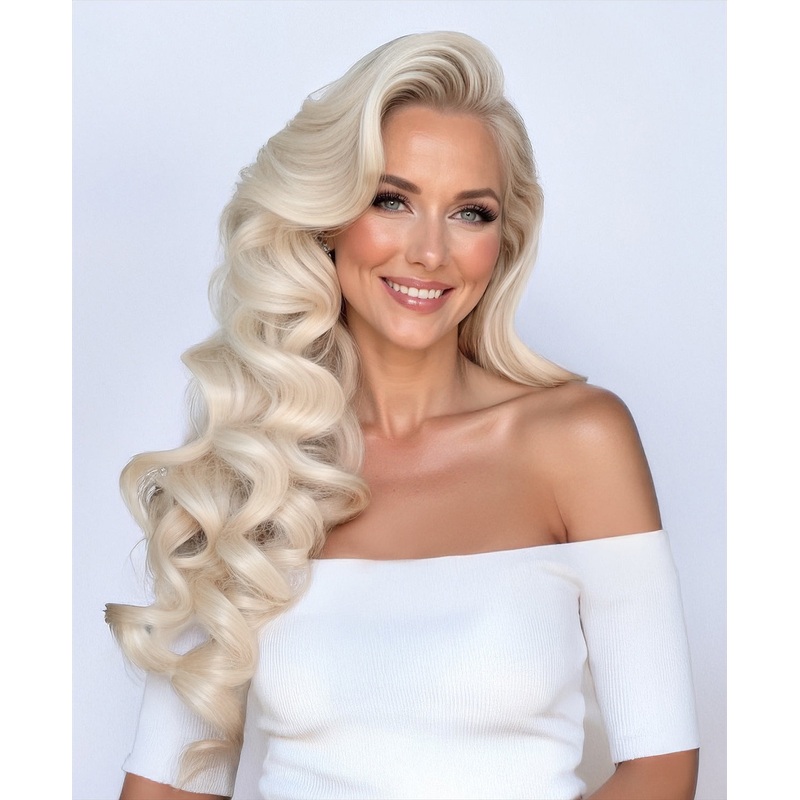 clip-in hair extensions icy blonde. 14″ Classic