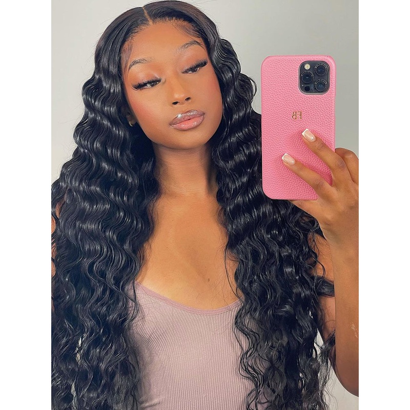 CurlyMe Loose Deep Wave Hair 5×5 Swiss Lace Closure Wigs Pre Plucked Natural Color HD Lace 180% 8