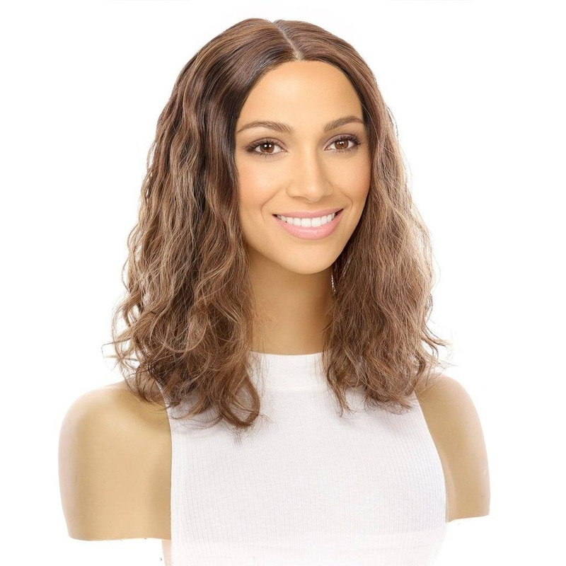 16″ Divine Lace Top Topper Medium Brown Balayage Wavy Zig Zag Lace Front