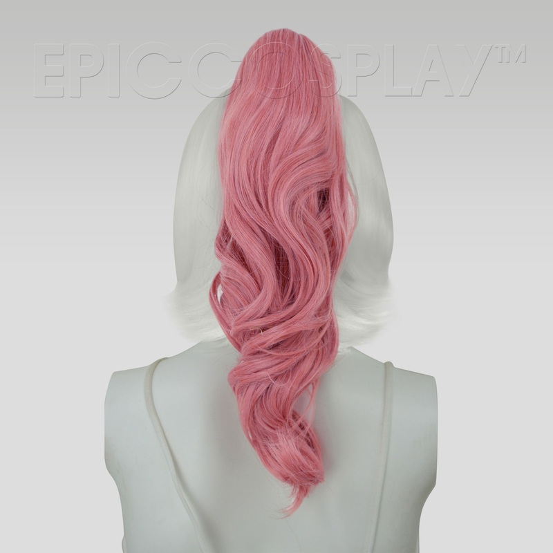20″ Princess Pink Mix Wavy Curly Ponytail Clipon