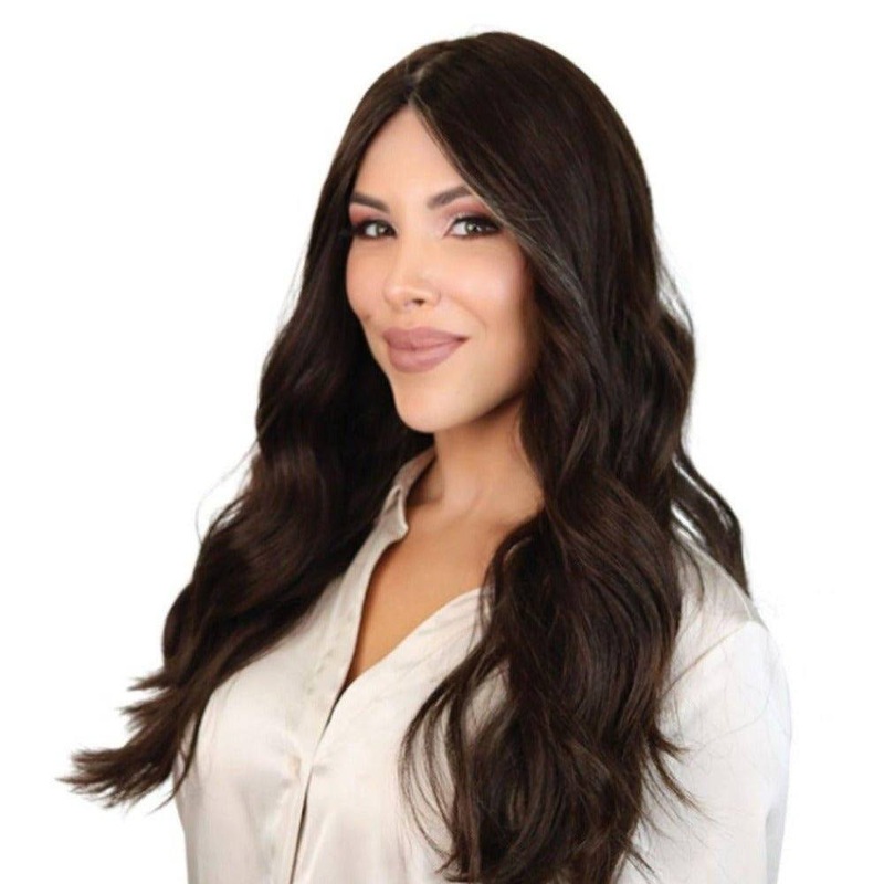 24″ Gisele Silk Top Wig Dark Brown Zig Zag Lace Front