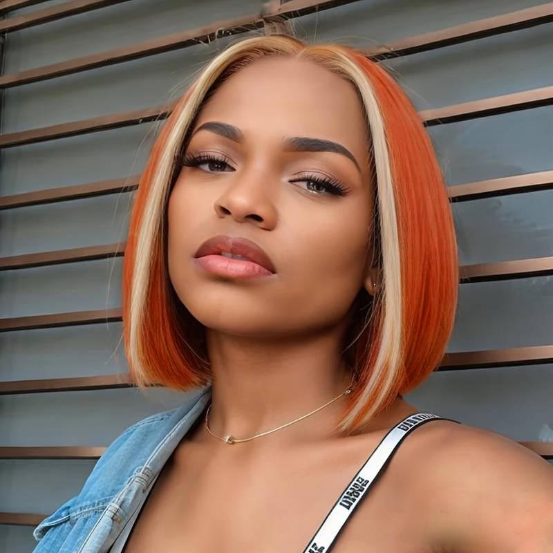 Flash Sale|Ombre Orange/613 Straight T Lace Bob Wig #HLSORANGE/H613 8”