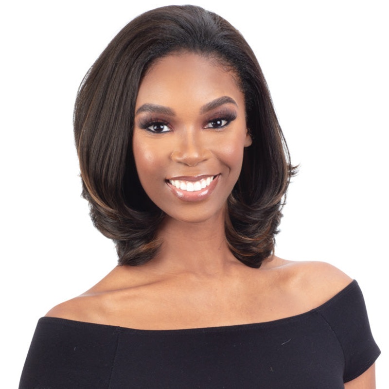 Model Model Miss Divine Human Hair Blend Drawstring Full Cap Half Wig – MORGAN 1