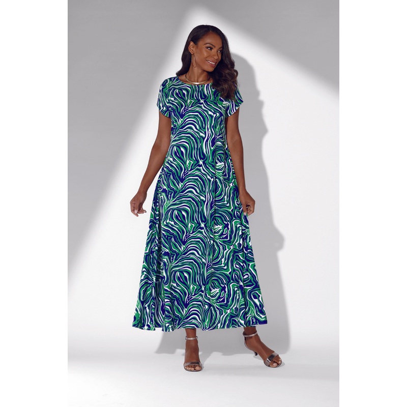 Sweep of Swirls Maxi Dress by Studio EY GREEN/PURPLE M