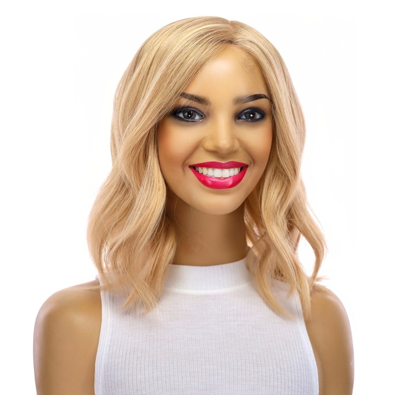 16″ Princess Silk Top Wig Golden Blonde w/ No Rooting Zig Zag Lace Front