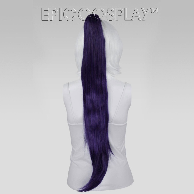 35″ Purple Black Fusion Straight Ponytail Clipon
