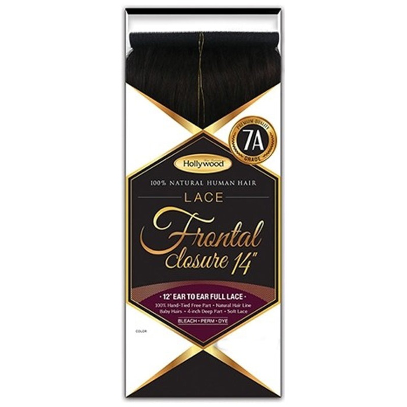 Hollywood 7A 100% Remy Human Hair – LACE FRONTAL CLOSURE 14″ BLACK