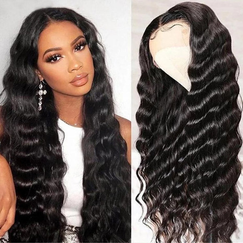 QVR Glueless Loose Deep Wave 4×4 13×4 Lace Front Wig Human Hair Affordable HD Lace Wigs 14 150% 4X4 HD Lace