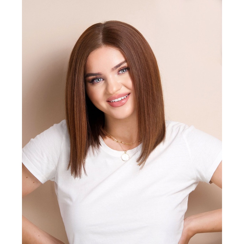 long bob human wig  – 12″ medium brown.