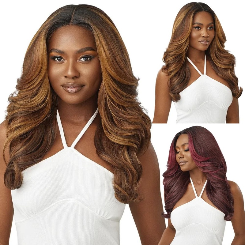 Outre Synthetic Glueless HD Transparent Lace Front Wig – Talha 1 JET BLACK